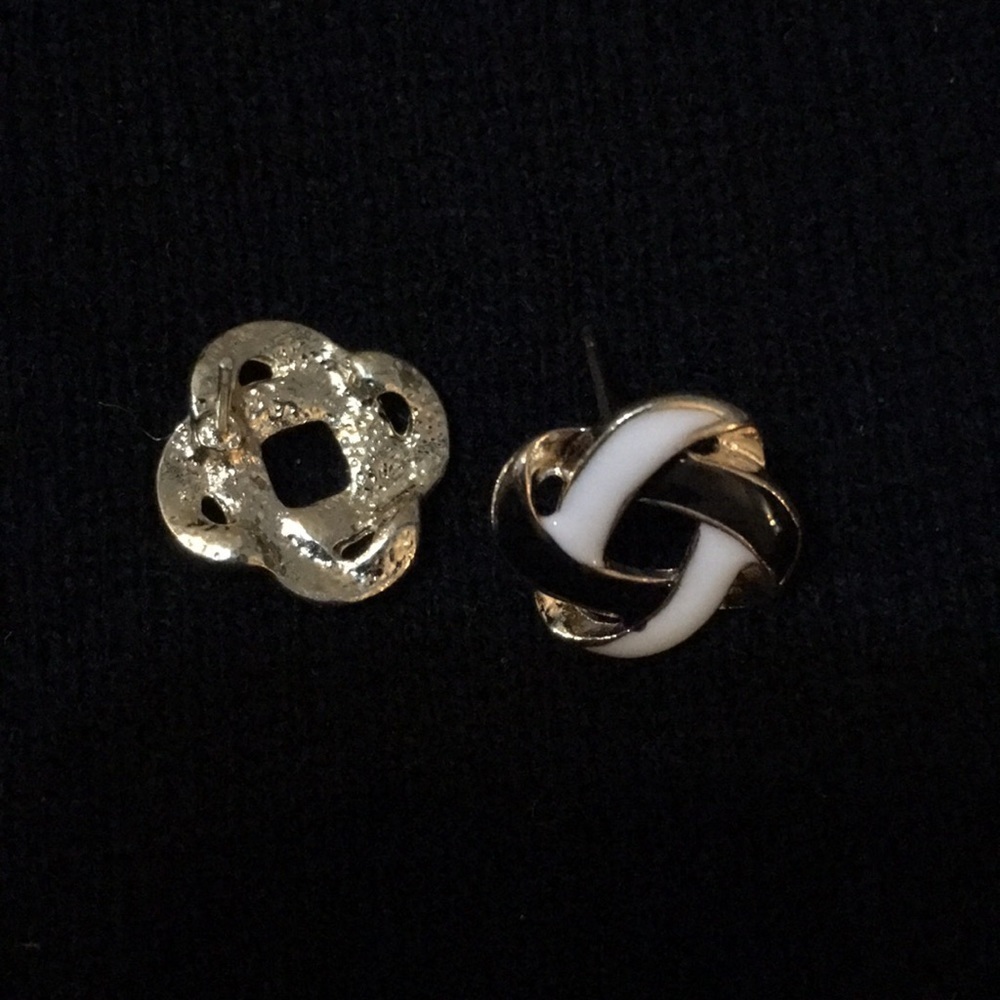 🔥Intertwined black gold white earrings - Picture 2 of 4